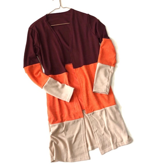 SOLD ⵗⵂⵗ Colorblock Cardigan Duster Sweater - Picture 3 of 8